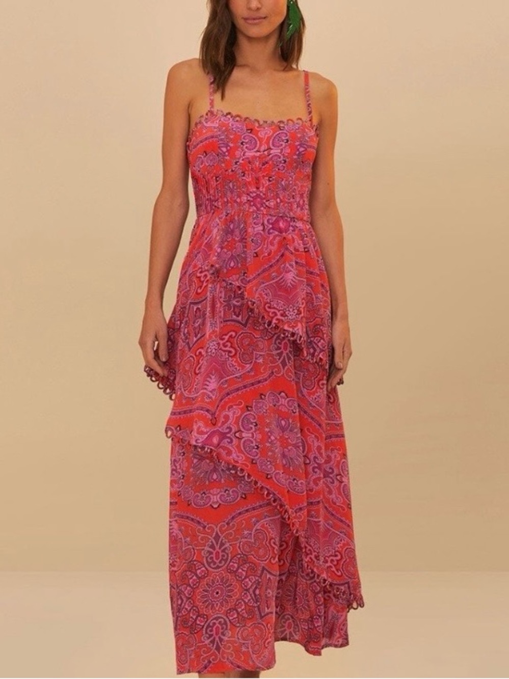 FARM Rio Pink & Purple Paisley Strap Maxi Dress SMALL *like new*